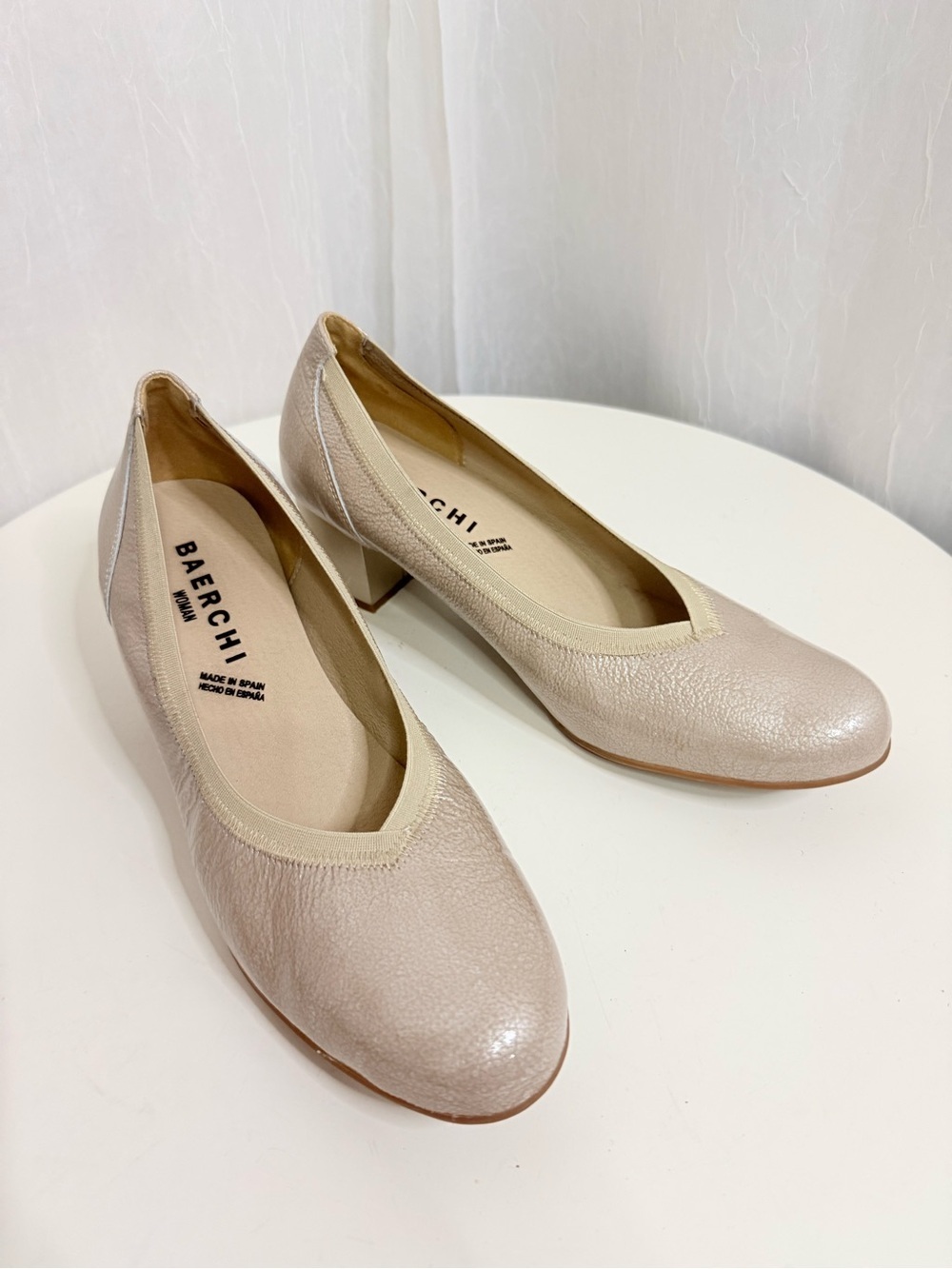 BAERCHI Block Heel Leather Ballarina